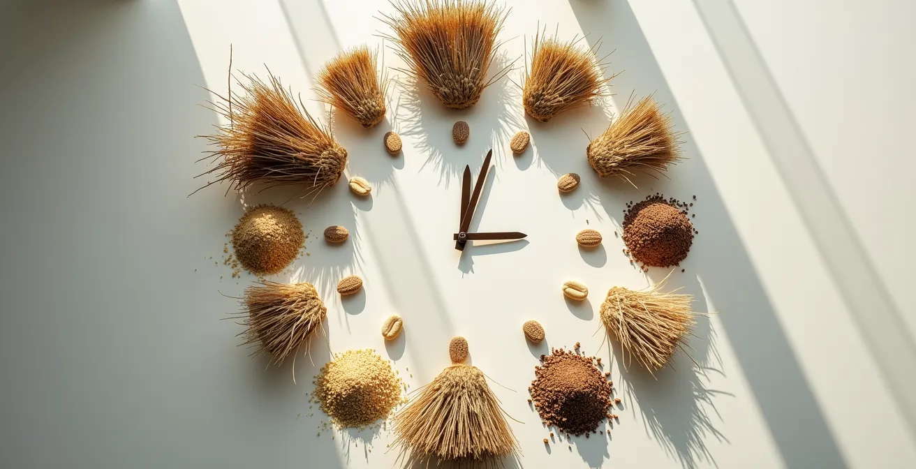 Chronologie visuelle de l'alimentation et l'hydratation du cheval sur une journée de randonnée