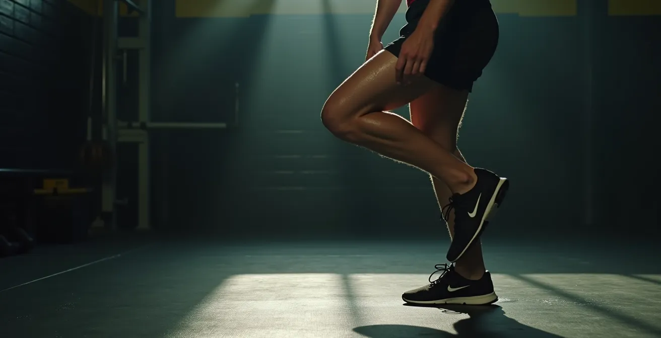 Athlète pratiquant des exercices d'équilibre en fin de séance d'entraînement