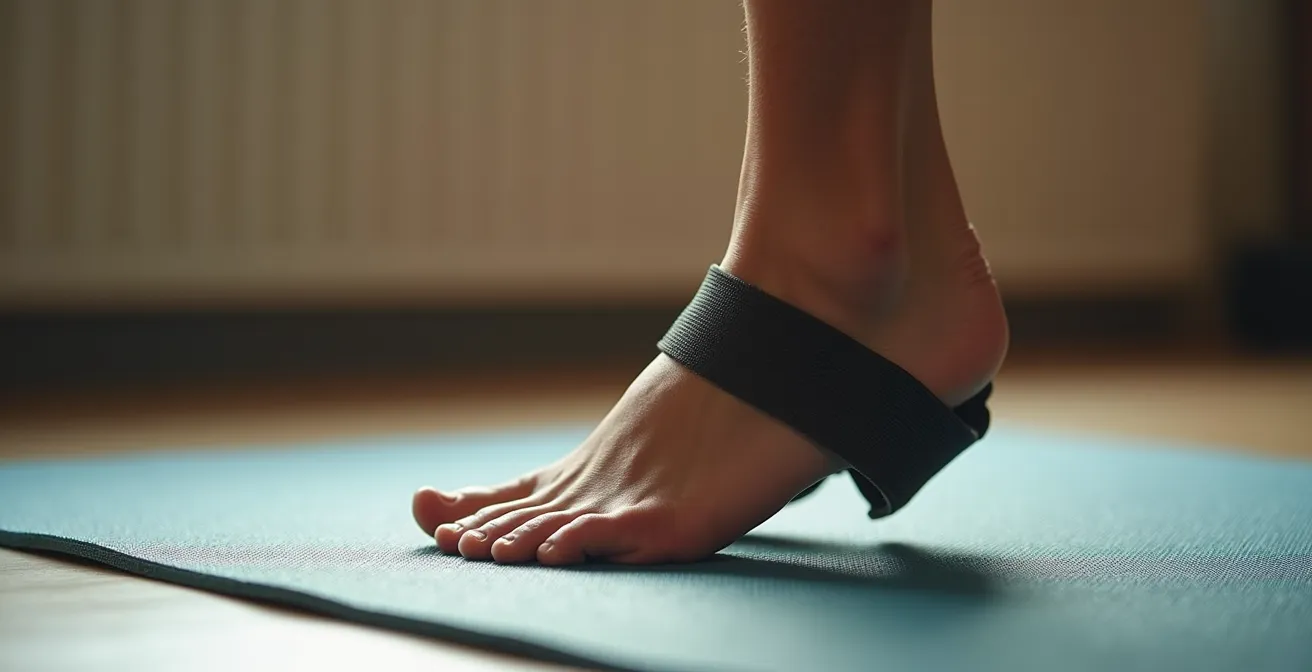 Démonstration d'exercice avec bande élastique pour renforcer les muscles fibulaires