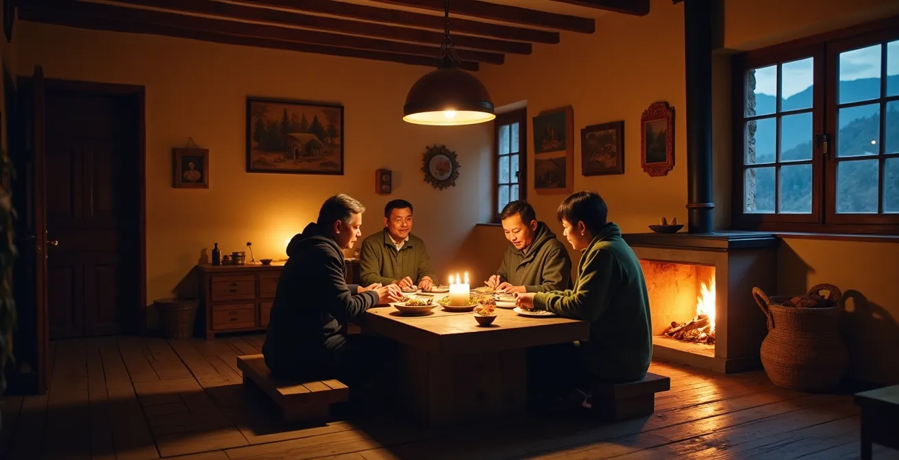 Moment de partage authentique dans une maison familiale de montagne