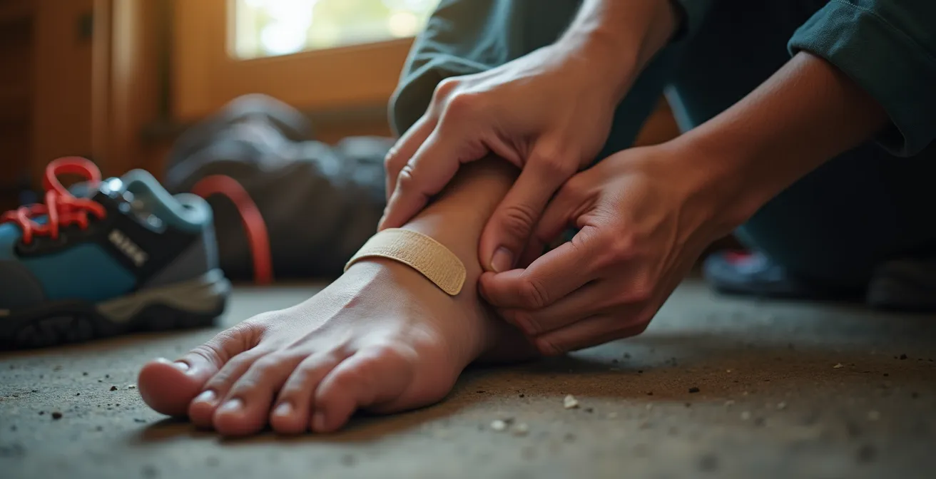 Démonstration de la technique du pansement donut pour protéger une ampoule