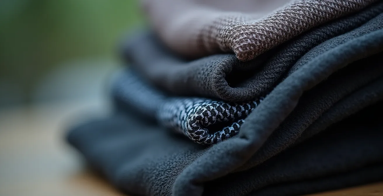 Détail des trois couches de vêtements techniques pour cavalier en randonnée