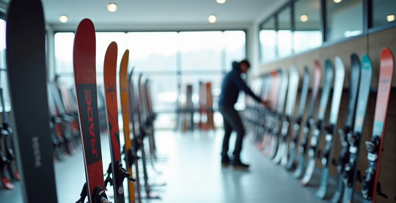 Comparaison de différents modèles de skis dans un environnement de test professionnel